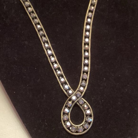 LOGO Brand Goldtone AB Crystals Woven Necklace with Extension - Picture 1 of 7